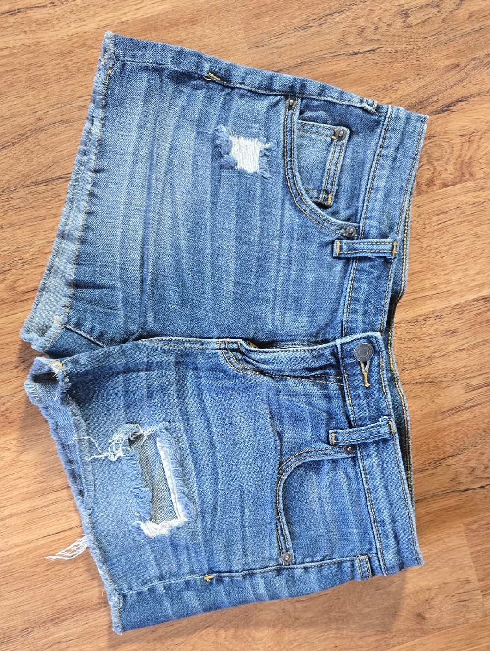 Mossimo Supply Co. Medium Blue Denim Shorts with Yellow Stitching